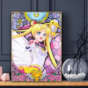 Bandai | 5D DIY Diamond Painting Kit Magical Girl Anime Style Sailor Moon Full Drill Wall Decor Gift for Home Decoration Frameless