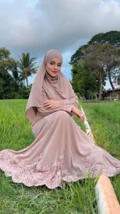 Jubah Abaya Muslimah Dress Moden 2025 Italian Crepe Embroidery Plain Wanita Plus Size S-2XL