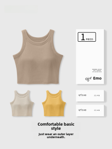 Áo Ba Lỗ Không Đường May Một Mảnh Cho Nữ Mùa Hè 2023 Áo Ngực Liền Thân Có Đệm Ngực Áo Ngực Mặc Trong Nhà Bằng Vải Dệt Kim Màu Trơn