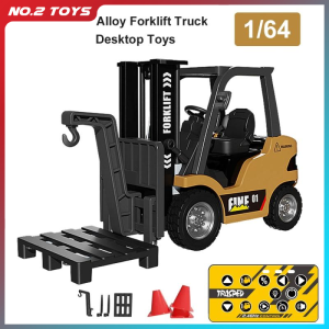 1/64 2.4G RC Trucks Mini Alloy Forklift Lights Sounds Remote Controlled Car Small Engineering Vehicle Toys APP Control Forklift