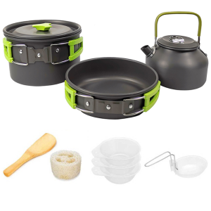 Outdoor Camping Cooking Set Hard Aluminum Alloy Outdoor Tableware Kettle Cooker Cooking Pots and Bowls Hiking Barbecue Picnic