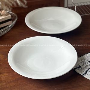 Mâm Cỗ Bằng Gốm Sứ Trắng Nguyên Chất Yunke 10 Inch Mâm Cỗ Tráng Men Cho Khách Sạn Mâm Cỗ Salad Mâm Cỗ Steak Mâm Cỗ Tráng Men Kiểu Trung Quốc