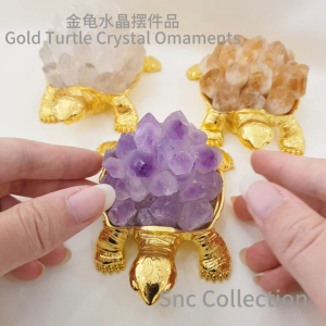 【SNC】<金龟水晶·摆件品>  平安 财富  好运<Golden Turtle Crystal Ornaments> Peace Wealth Good Luck