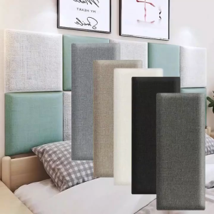 BHQ 3D Headboard Wall Cushion Sticker Solid Color Linen Decor Baby Safety Anti Collision Self Adhesive