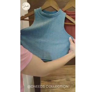 Dneeds - Audrey Crop Top Halter Neck Knit - Baju Atasan Wanita Crop Tee Korean Fashion Style Grosir