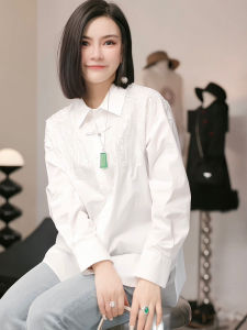 Spring Fashion Womens Shirt New Chinese Style Polo Collar Long Sleeve Loose Fit Pure Color Commute Friendly Online Exclusive