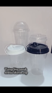 【TUTUP 25 pcs】Lid Cup Injection Tutup Gelas Plastik Bening Heart Tanpa Sedotan