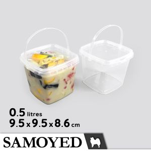 SAMOYED STBX-KC-095 Tempat / Kotak / Ember Plastik Penyimpanan Serba Guna / Food Grade Plastic Storage / Container / Organizer Box / Bucket 0.5 Liter (Makanan / Minuman / Snack / Dessert / Pudding / Yoghurt / Es Krim / Buah / Aksesoris / Mainan)