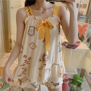 2025 New Korean Style Womens Sleepwear Casual Cartoon Butterfly Knot Home Clothes Two-Piece Set Sweet Short Sleeve One-Shoulder