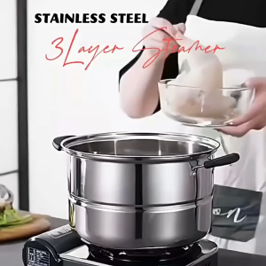 34cm 3 Layers 304 Stainless Steel Steam Pot Steamer Cookware Periuk Kukusan
