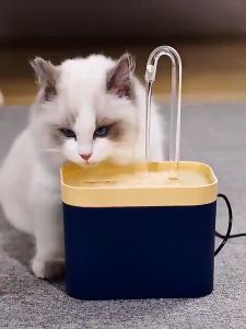 EBBSTORE USB Ceramic Smart Pet Water Fountain Quiet Automatic 1.5L for Cats Dogs with Easy Clean