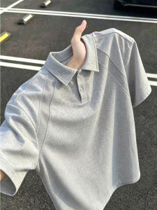 American Grey Asymmetrical Heavy Weight T-Shirt Short Sleeve