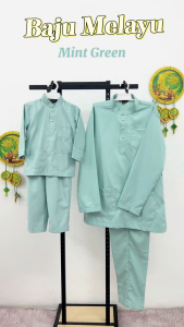 PG2☆ Brand Sempurna ☆ New Design Baju Melayu Dewasa Regular Slim Fit Cotton Black Blue Mint Green White Sedondon Baju Raya BMC