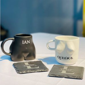 Personalized Mr and Mrs Coffee Mugs Wedding Gift Couple Bride Groom Ceramic Cover Lid Spoon Box