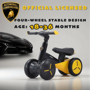 Lamborghini Official Balance Bike with Four 4 Wheels For 18 - 36 Months Baby Walker Outdoor Toys 4 Wheels Scooter for Toddler