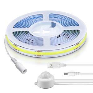 Smart USB 5V COB LED Strip Light With Sensitive PIR Motion Sensor Switch Delay Time Adjustable 20s-300s Only Work At Night/Dark