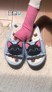 XIXITIAO | Chic Cool Little Black Cat Slipper Sandals Soft Thick Sole