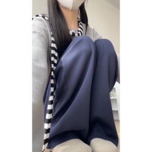 Quần Thể Thao Nữ Dài Màu Xanh Đậm Ống Đứng Rộng Rãi Quần Dài Thường Ngày Mùa Thu Quần Dài Thoải Mái