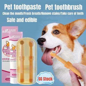 【SG Stock】Pet Toothbrush & Toothpaste Cat And Dog 360 ° Teeth Cleaning Care Set universal Preventing Cavities