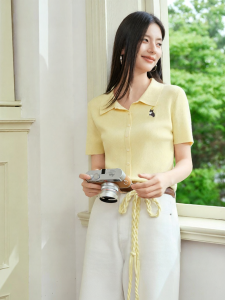 OSA | Academic Style Cat Embroidery Knit T-Shirt