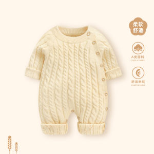 Princess Style Knitted Baby Girl Outfit Spring Autumn Clothes Long Sleeve Romper Suit Coat for Babies And Toddlers