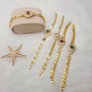 Lắc Tay Nữ Vòng Tay Nữ Bản Nhỏ Xinh Đính Đá Titan Xi Mạ Vàng Non 18k 24k Cao Cấp (Không Bị Xỉn Đen) | Berry jewelry