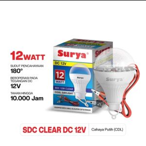 SURYA LAMPU BOHLAM LED AKI DC 12V SDC 12W CLEAR CAHAYA PUTIH BAGUS KUALITAS TERBAIK