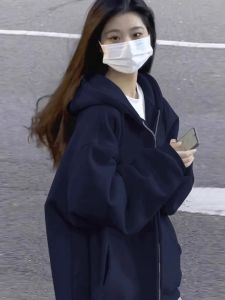 Áo Nỉ Dày Có Mũ Trùm Đầu Cho Nữ Dáng Rộng Dài Tay Khóa Kéo Áo Khoác Ngoài Thường Ngày Chất Liệu Cotton Mùa Thu