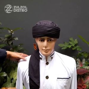 Peci Sorban Imamah Permanen Hitam Praktis Siap Pakai - Turban Muslim Cap
