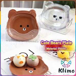 KLIMO Cute Bears Plate Reusable Plastic Breakfast Salad Yogurt Bowl Household Table Bone Spitting Plate