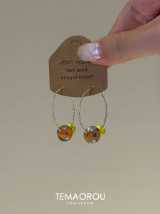 Colorful Tang Dynasty Style Beaded Hoops Earrings Womens Fashion Jewelry Sweet Unique Design Retro Ear Cuffs Cat Soft Brand