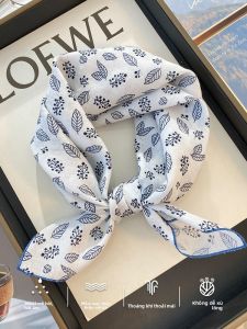 CAIENGE | Khăn Quàng Vuông Cotton Phong Cách Retro Với Chấm Bi Be