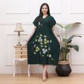 Dress Lukis Sakura LD 120cm Jumbo XXL- New Dress Kimono Bunga Sakura Lukis Bahan Rayon Grade A Tebal Best Seller by Muradha.id. 