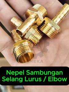 Nepel Kuningan Lurus Elbow Sambungan Selang Kompresor Drat Dalam / Luar 6mm 8mm 10mm 12mm 14mm 16mm