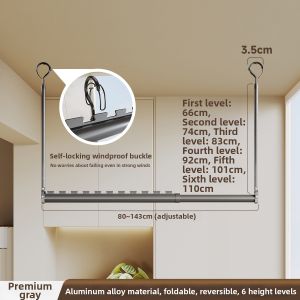MINGZHI | Invisible Gap-fitting Balcony Ceiling Mounted Clothes Rack