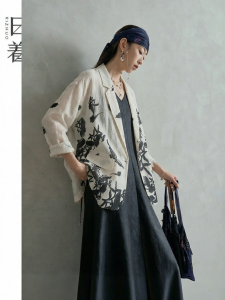 Watercolor Print Loose Light Casual Suit