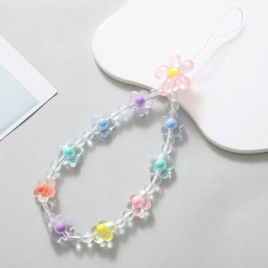 Cute Flower Phone Anti-lost Lanyard Key Short Wrist Pendant Colorful Macaron Womens Hand-held Chain Mobile Phone Case Lanyard