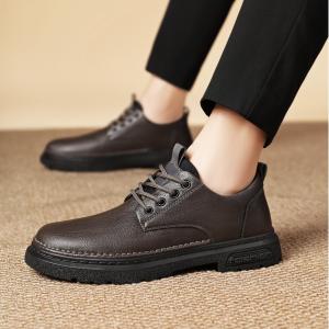 Leather Mens Shoes 2025 New Autumn Winter Business Formal Low Help Martin Boots Casual British Style Retro Genuine Leather Mens Footwear