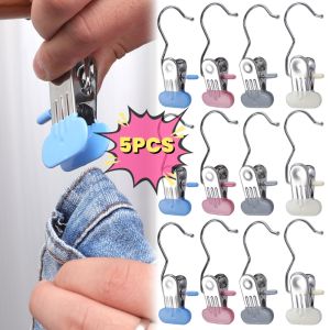 5PCS Anti-Rust Clip Hooks Outdoor Camping Windproof Clip Multi-Functional Space-Saving Clothespins Hat Pants Storage Hanging Travel Hook
