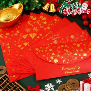 ซองเงินสดฟอยล์สีทองสำหรับเทศกาลคริสต์มาส1/2ชิ้นที่ใส่เงินปิดผนึกด้วยตนเองถุงสีแดงของขวัญเด็กปีใหม่