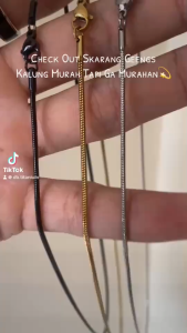 Kalung Titanium Pria Dan Wanita Model Belut Bulat Silver Dan Gold Anti Karat Dan Luntur