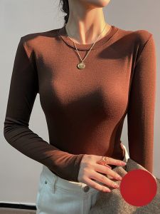 MiiOW | Áo thun nữ cổ tròn dáng ôm mùa thu MiiOW Cat Person Basic Style Áo thun dài tay thường ngày màu trơn