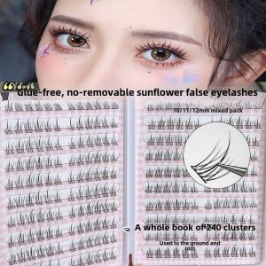 Soft Sunflower Single Cluster False Eyelashes No Stem Glue Free Natural Looking Easy to Use Student Friendly Artificial Fiber