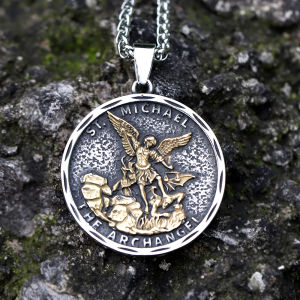 Men's Stainless Steel Archangel St.Michael Guardian Pendant Necklace: A Fashion Jewelry Gift