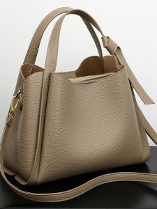 Soft Leather Womens Handbag 2025 Trendy Basket Style Shoulder Bag Crossbody Versatile Bucket Shape American Retro Style