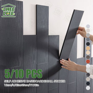 5/10 Pieces Self-Adhesive Wood Panel Stickers Rectangular Wall Stickers Self-Adhesive Baseboard 10mm Thickness Self-Adhesive Wall Stickers Self-Adhesive Waistline Stickers Suitable for All Indoor Spaces 17.72X4.72In