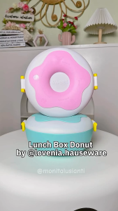 Lunch Box Donut Set Sendok Dan Garpu Makan Tempat Makan Bulat Sekat 3 Tempat Makan Anak