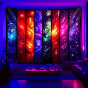 VIKAMA Bầu Trời Đầy Sao Galaxy Tấm Thảm Vũ Trụ Chuyển Màu Phòng Khách Sofa Trang Trí Tường Phòng Ngủ Lối Vào Điểm Nhấn Polyester Không Dệt