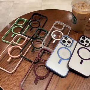SENSE Magnetic Transparent Military Grade Shockproof Hard Case with Metal Lens for iPhone 15 14 13 12 11 Pro Max