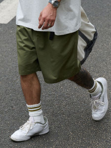 Broshood Bros Spring Summer Loose Fit Casual Shorts Fine Twill Loose Wide Leg mid Low Waist Five Inch Length Youthful Style